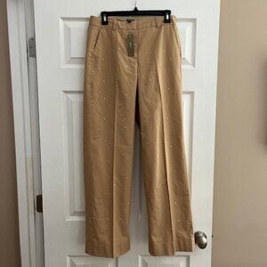 J Crew Full-length Sydney wide-leg chino pant with rhinestones size 4